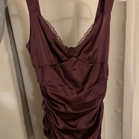 Brown satin ruched dress - Picture 1 of 5